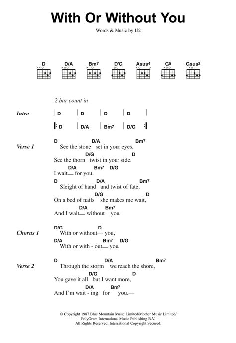 With Or Without You by U2 - Guitar Chords/Lyrics - Guitar Instructor