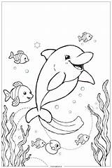 Dolphin Swimming Coloring Page Free PDF&ampPNG Printable sketch template