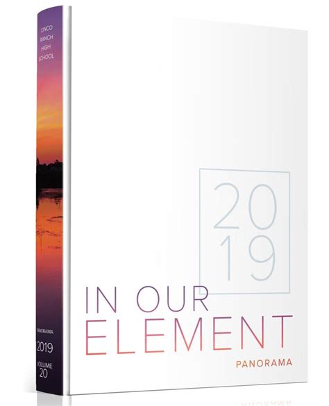 The 2019 Cinco Ranch High School yearbook has a clean, white cover ...