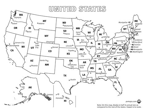 Printable Usa Map With Capitals