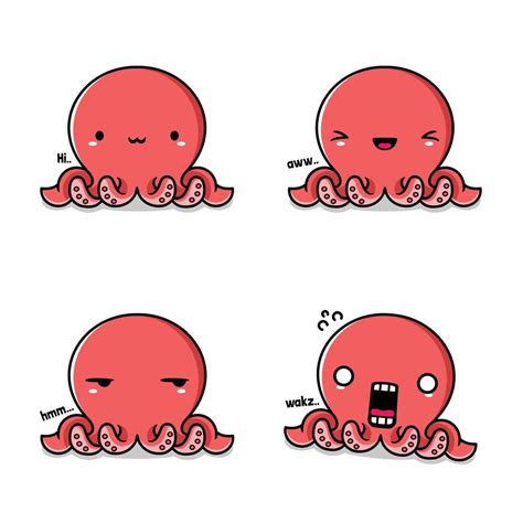 vector illustration of cute octopus emoji 13324991 Vector Art at Vecteezy