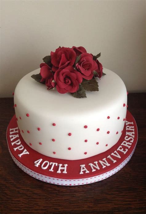 Hearts And Flowers 40th Wedding Anniversary Cake Ruby Wedding ...