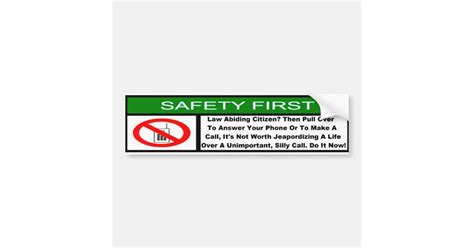 Safety First Bumper Sticker | Zazzle