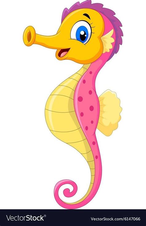 Cartoon Seahorse Drawing for Kids