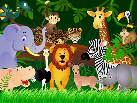 Dundee Deco Cartoon Jungle Animals Wall Mural, 11'10" x 8'10" - Walmart.com