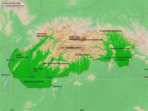 Slovakia physical map - Map of Slovakia physical (Eastern Europe - Europe)