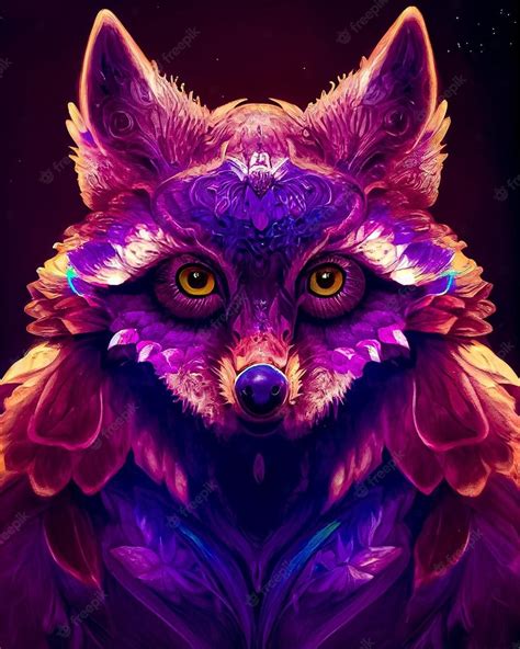 Premium Photo | A purple fox with a purple background.