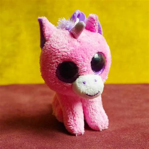 Official TY Plush Pink Unicorn Toys TY Keychain Beanies Collection Gilrs Bag Doll Toy Keychain ...