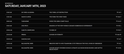 Toonami Faithful – Here is What’s on the Schedule for Saturday, January 14th, 2023 | Geek Outpost