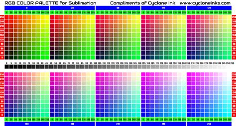 Printable Rgb Color Chart For Sublimation - Printable Word Searches