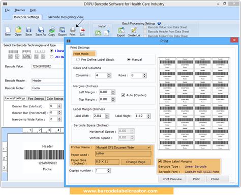 Barcode Label Creator - Healthcare Industry screenshots barcodes software