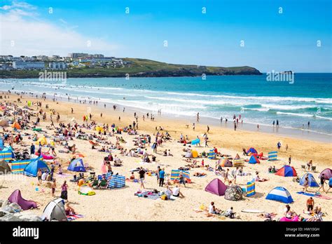 summertime at fistral beach in newquay, cornwall, england, UK Stock Photo - Alamy