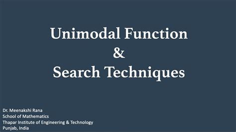 Introduction Unimodal function & Search Techniques - YouTube