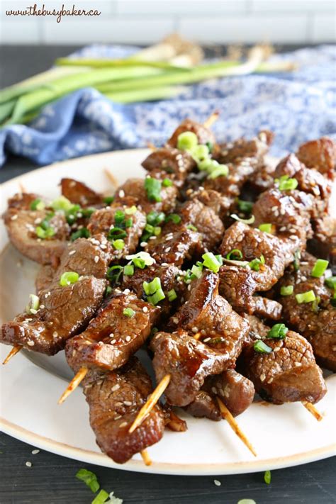 Best Ever Korean Barbecue Beef Skewers - The Busy Baker