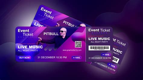 Music Concert Event Ticket Design – GraphicsFamily