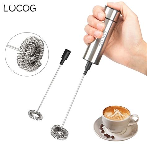 LUCOG Powerful Handheld Electric Milk Frother With 2pcs Stainless Steel ...