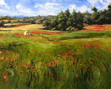 Painting a Field of Red Flowers – Oils