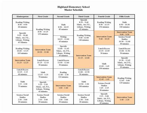 High School Schedule Template Beautiful School Master Junglekey Image 50 | School schedule, High ...