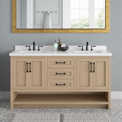 Lark Manor Wellsville 60'' Free-standing Double Bathroom Vanity with Quartz Vanity Top & Reviews ...