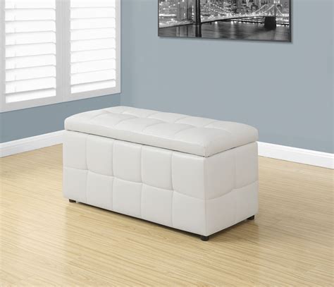 Ottoman - 38"L / Storage / White Leather-Look | White storage ottoman, Storage ottoman, Ottoman ...