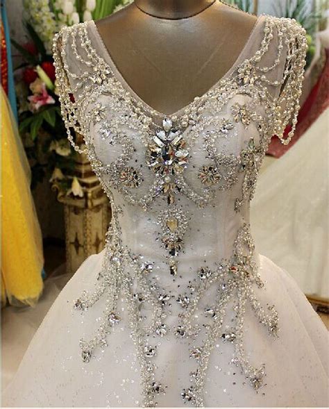 Find More Wedding Dresses Information about 2014White V Neck Short Sleeves Princess Full length ...