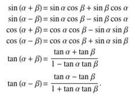 Trigonometric Addition and Difference Formulas (Identities) Also double ...