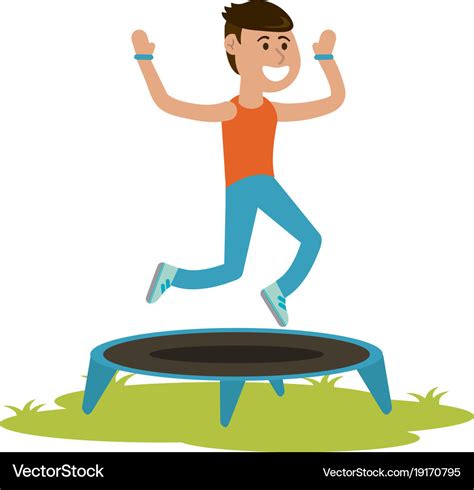 Man jumping on trampoline cartoon Royalty Free Vector Image