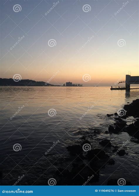 Belem Tower Sunset stock photo. Image of lisbon, orange - 119049276