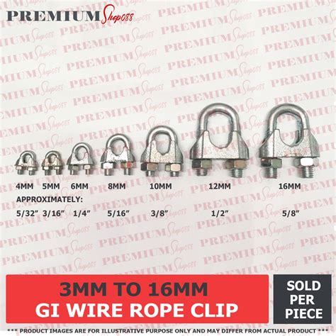 GI Wire Rope Clip Cable U Clamp Saddle 4MM 5MM 6MM 8MM 10MM 12MM 16MM 5/32 3/16 1/4 5/16 3/8 1/2 ...