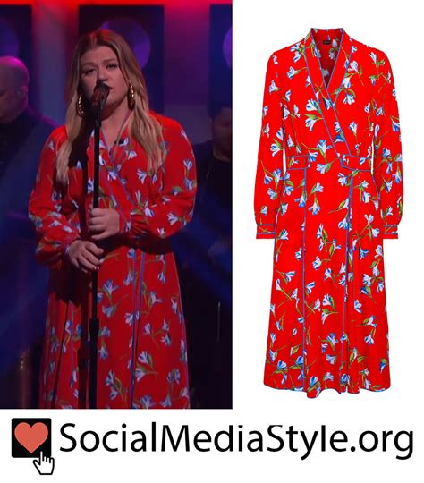 Kelly Clarkson's red floral print dress from The Kelly Clarkson Show