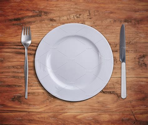 Empty white plate featuring plate, cutlery, and background | High ...