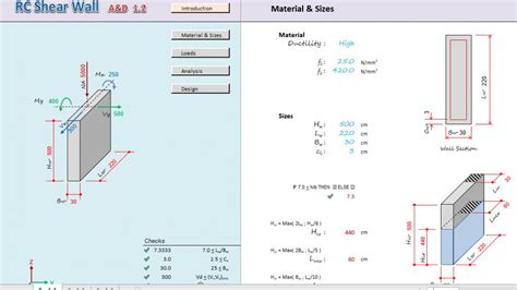 RC Shear Wall Analysis and Design Spreadsheet