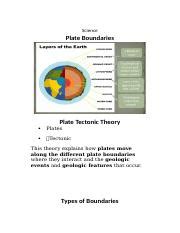 Science Q1 Plate Boundaries.docx - Science Plate Boundaries Plate Tectonic Theory Plates ...