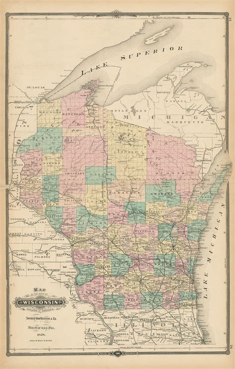 WINNEBAGO COUNTY, Wisconsin 1878 Map, Replica or Genuine Original