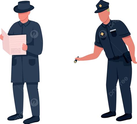 Set Of Faceless Flat Vector Character Designs For Police Officers ...