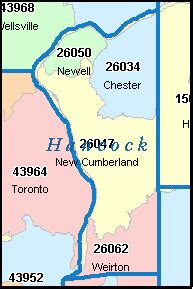 HANCOCK County, West Virginia Digital ZIP Code Map