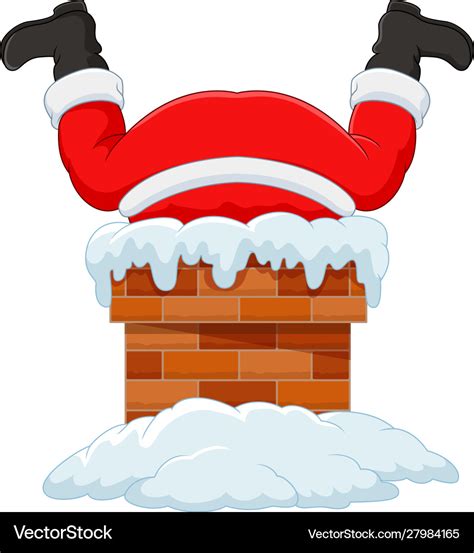 Cartoon santa claus stuck in chimney Royalty Free Vector