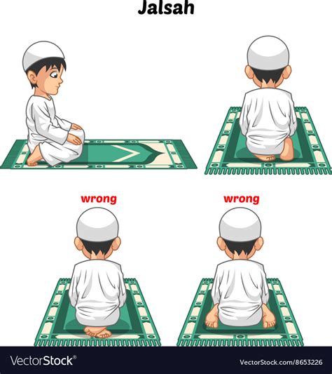 Muslim prayer position guide step Royalty Free Vector Image