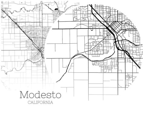 Modesto Map INSTANT DOWNLOAD Modesto California City Map | Etsy