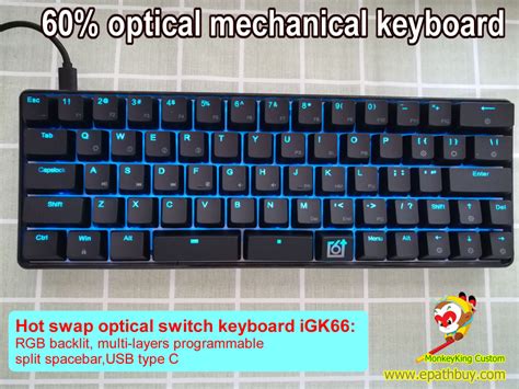 Optical gaming mechanical Keyboard, compact 60% rgb gaming optical keyboad