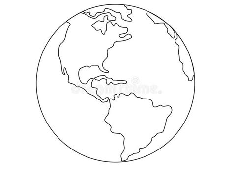 Planet Earth, globe vector linear picture. Outline. North and South America. Central America ...