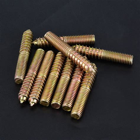 Mgaxyff 10pcs 10*60mm Dowel Screw Woodworking Furniture Connector Double Ended Screw, Wood Screw ...