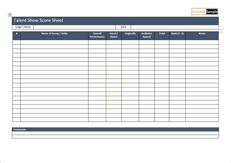 12 Free Sample Talent Show Score Sheet Templates & Samples