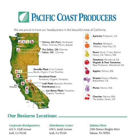 Pacific Coast Producers Product and Plant Locations - Pacific Coast Producers