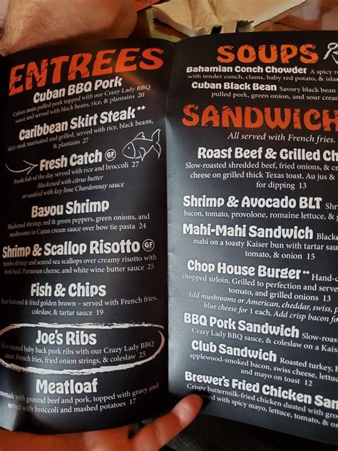 Menu at The Waterfront Brewery pub & bar, Key West