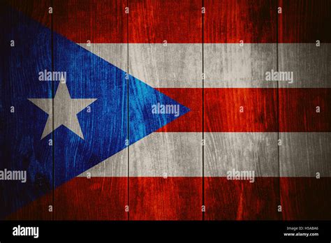 flag of Puerto Rico or Puerto Rican banner on wooden background Stock ...