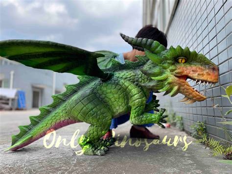 Vivid Green Baby Flying Dragon Puppet For Kids