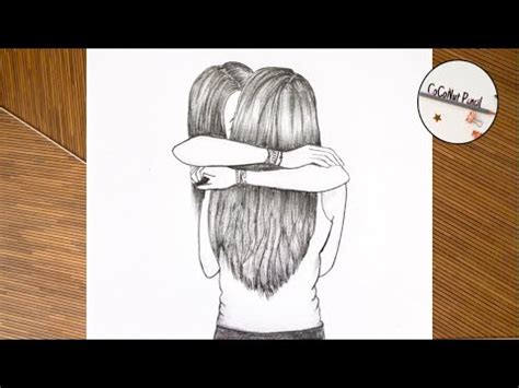 Best friends Drawing Tutorial - step by step || How To Draw Two Friends Hugging Each other - YouTube