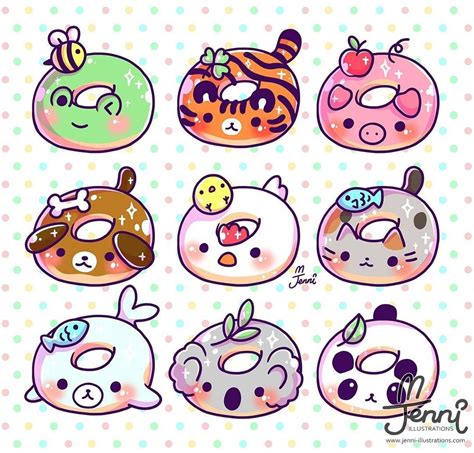 Animal donuts 💖🍩 . . . #donuts #animaldonuts #cutedonuts #foodart #chibi #jennilustrations ...