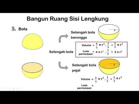 Volume, Luas permukaan bola dan setengah bola - YouTube